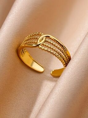 18 KT Gold Over Titanium Braided Ring